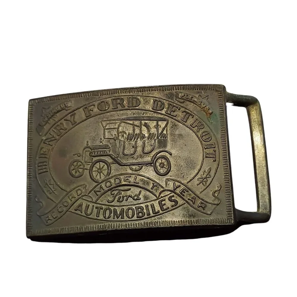 Brass Henry Ford Automobile with Model T Vintage Ford Belt Buckle